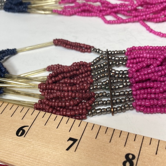 25" Large Pink Beaded Statement Necklace Multi Strand - Picture 11 of 13